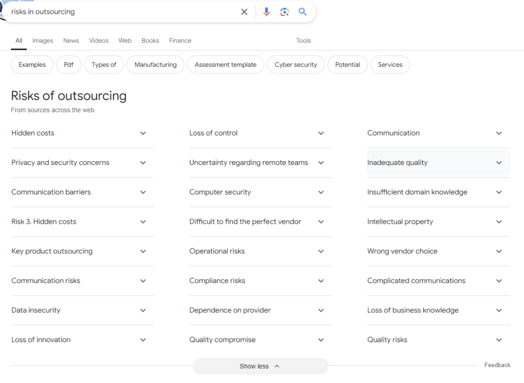risks of outsourcing