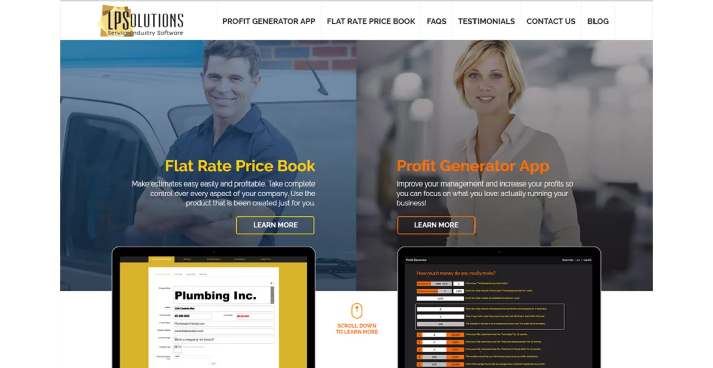 The LPSolutions Flat Rate Price Book main page