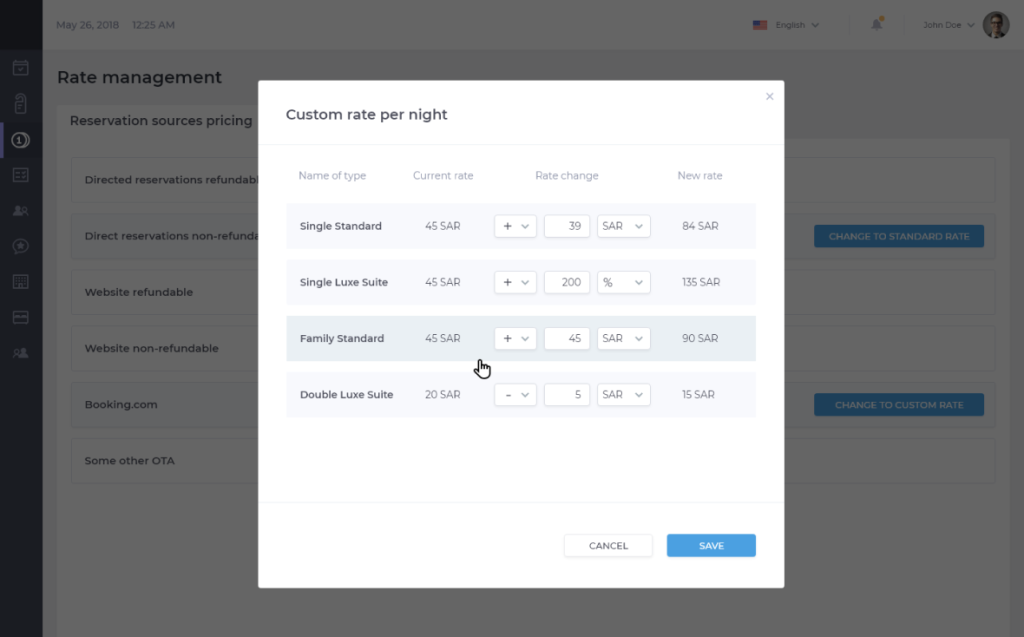 Custom nightly rate management