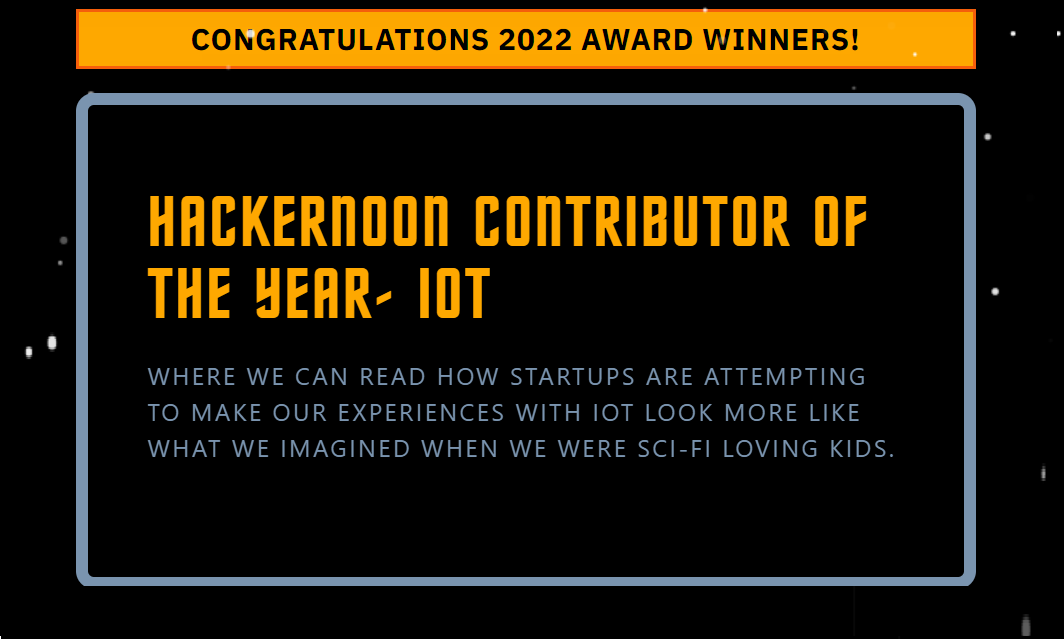 Hackernoon contributor of the year iot