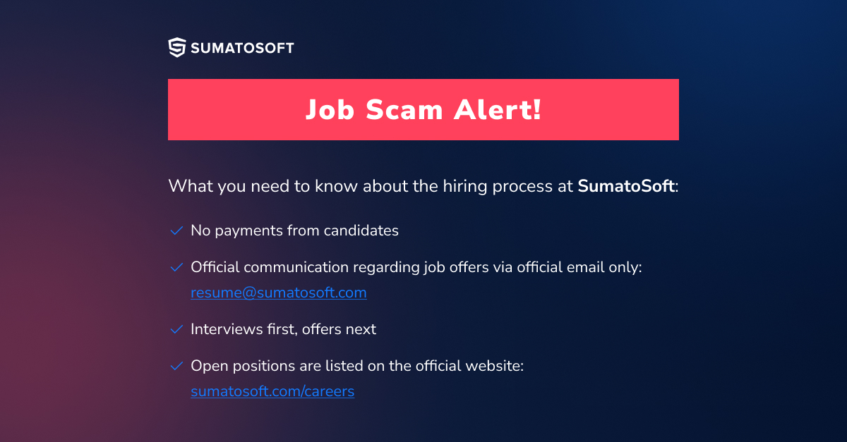 Job scam alert for SumatoSoft