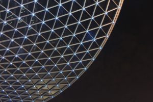 Close-up of a building at night